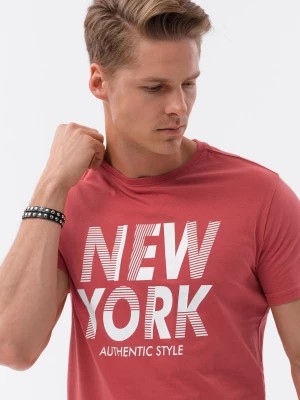 Zdjęcie produktu T-shirt męski bawełniany z nadrukiem - czerwony V4 OM-TSPT-0124
 -                                    XXL