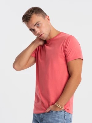 Zdjęcie produktu T-shirt męski klasyczny bawełniany BASIC - różowy V11 OM-TSBS-0146
 -                                    L