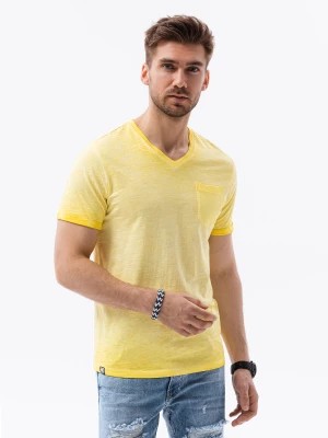 Zdjęcie produktu T-shirt męski z kieszonką - żółty melanż V5 S1388
 -                                    L