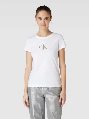 Zdjęcie produktu T-shirt o kroju slim fit z cekinowym obszyciem model ‘SEQUIN’ Calvin Klein Jeans