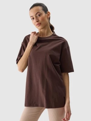 Zdjęcie produktu T-shirt oversize gładki damski - brązowy 4F
