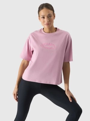 Zdjęcie produktu T-shirt oversize z nadrukiem damski - pudrowy róż 4F