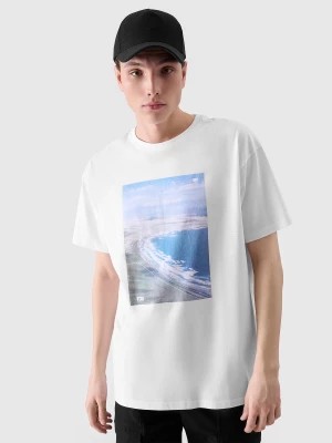 Zdjęcie produktu T-shirt oversize z nadrukiem męski - biały 4F