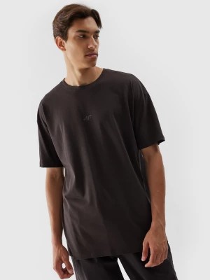 Zdjęcie produktu T-shirt oversize z nadrukiem męski - brązowy 4F