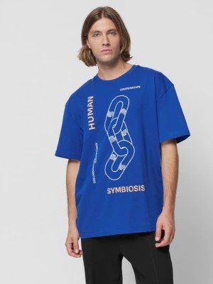 Zdjęcie produktu T-shirt oversize z nadrukiem męski - kobaltowy OUTHORN