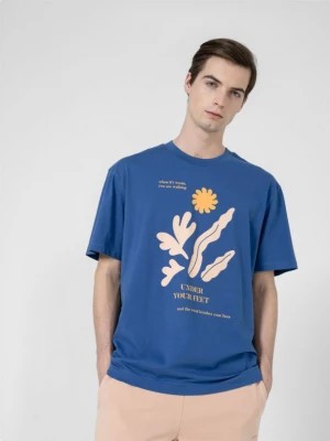 Zdjęcie produktu T-shirt oversize z nadrukiem męski - niebieski OUTHORN