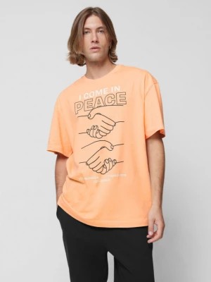 Zdjęcie produktu T-shirt oversize z nadrukiem męski - pomarańczowy OUTHORN