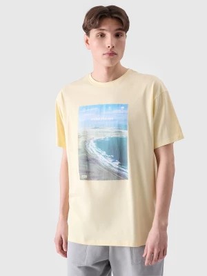 Zdjęcie produktu T-shirt oversize z nadrukiem męski - żółty 4F
