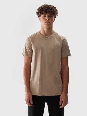Zdjęcie produktu T-shirt regular gładki męski - beżowy 4F
