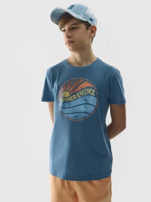 Zdjęcie produktu T-shirt regular z nadrukiem chłopięcy - denim 4F