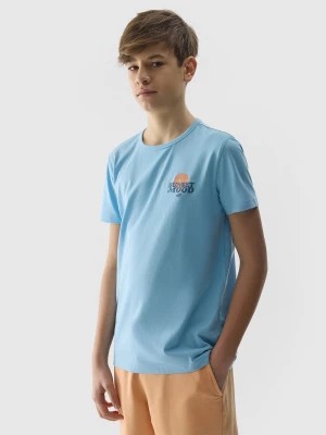 Zdjęcie produktu T-shirt regular z nadrukiem chłopięcy - niebieski 4F