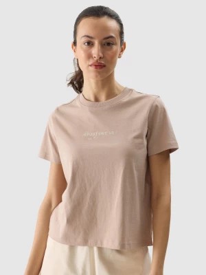 Zdjęcie produktu T-shirt regular z nadrukiem damski - beżowy 4F