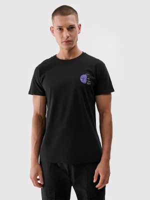Zdjęcie produktu T-shirt regular z nadrukiem męski - czarny 4F