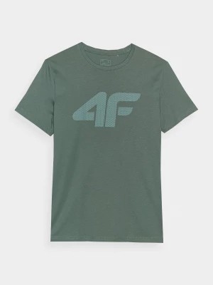 Zdjęcie produktu T-shirt regular z nadrukiem męski - khaki 4F