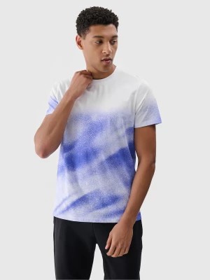 Zdjęcie produktu T-shirt regular z nadrukiem męski - kobaltowy 4F