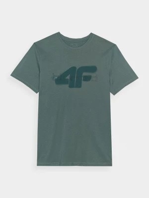 Zdjęcie produktu T-shirt regular z nadrukiem męski - oliwkowy 4F
