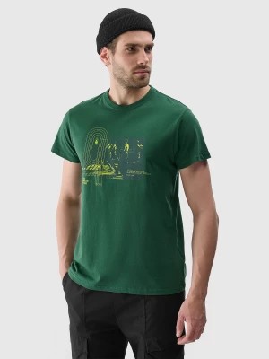 Zdjęcie produktu T-shirt regular z nadrukiem męski - zielony 4F