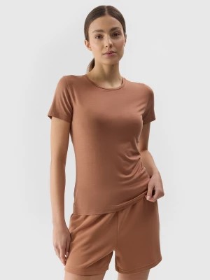 Zdjęcie produktu T-shirt slim gładki damski - brązowy 4F