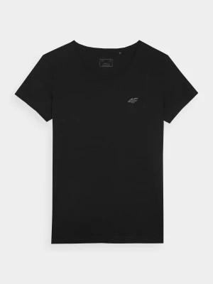 Zdjęcie produktu T-shirt slim gładki damski - czarny 4F