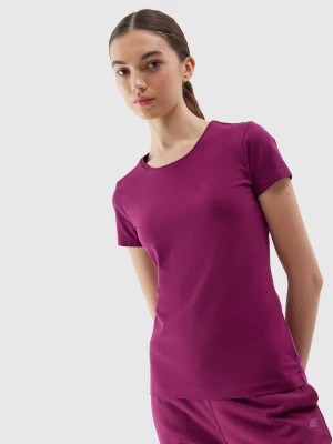 Zdjęcie produktu T-shirt slim gładki damski - fioletowy 4F