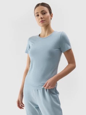 Zdjęcie produktu T-shirt slim gładki damski - jasny niebieski 4F