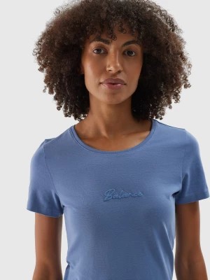 Zdjęcie produktu T-shirt slim z bawełny organicznej damski - niebieski 4F