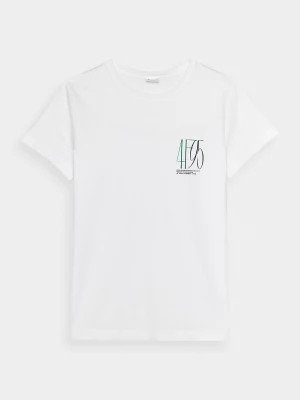 Zdjęcie produktu T-shirt slim z nadrukiem damski - biały 4F