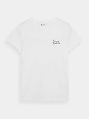 Zdjęcie produktu T-shirt slim z nadrukiem damski - biały 4F