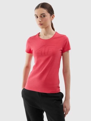 Zdjęcie produktu T-shirt slim z nadrukiem damski - czerwony 4F