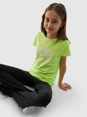 Zdjęcie produktu T-shirt z bawełny organicznej dziewczęcy - żółty 4F