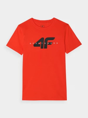 Zdjęcie produktu T-shirt z bawełny organicznej z nadrukiem chłopięcy - czerwony 4F