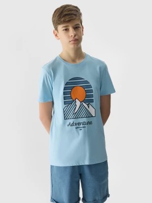 Zdjęcie produktu T-shirt z bawełny organicznej z nadrukiem chłopięcy - niebieski 4F