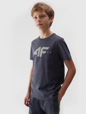 Zdjęcie produktu T-shirt z bawełny organicznej z nadrukiem chłopięcy - szary 4F