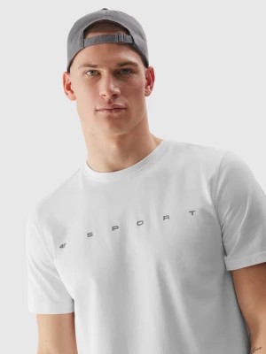 Zdjęcie produktu T-shirt regular z bawełny organicznej z nadrukiem męski - biały 4F