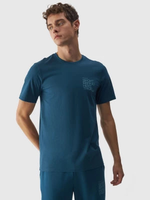 Zdjęcie produktu T-shirt z bawełny organicznej z nadrukiem męski - morska zieleń 4F