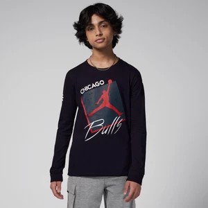 Zdjęcie produktu T-shirt z długim rękawem dla dużych dzieci (chłopców) Jordan Max90 NBAChicago Bulls Courtside Statement Edition - Czerń