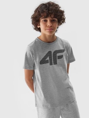 Zdjęcie produktu T-shirt z nadrukiem chłopięcy - chłodny jasny szary 4F