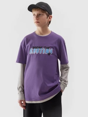 Zdjęcie produktu T-shirt z nadrukiem chłopięcy - fioletowy 4F