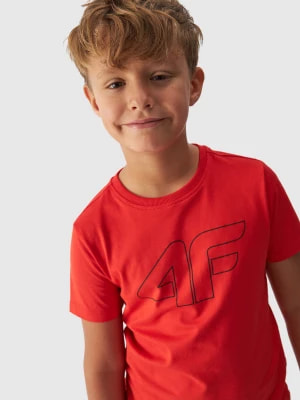 Zdjęcie produktu T-shirt z nadrukiem chłopięcy - pomarańczowy 4F