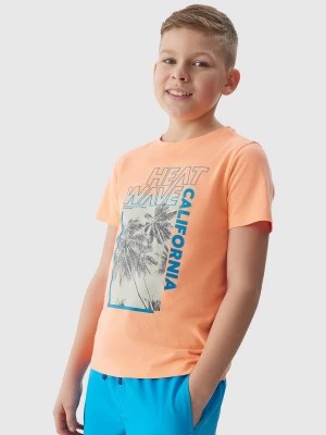 Zdjęcie produktu T-shirt z nadrukiem chłopięcy - pomarańczowy 4F