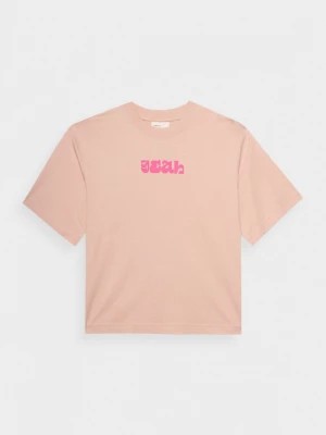Zdjęcie produktu T-shirt z nadrukiem damski - beżowy OUTHORN