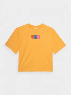Zdjęcie produktu T-shirt z nadrukiem damski - żółty OUTHORN