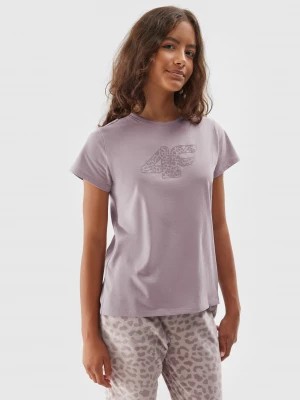 Zdjęcie produktu T-shirt z nadrukiem dziewczęcy - beżowy 4F