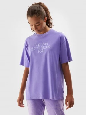 Zdjęcie produktu T-shirt z nadrukiem dziewczęcy - fioletowy 4F