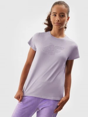 Zdjęcie produktu T-shirt z nadrukiem dziewczęcy - fioletowy 4F