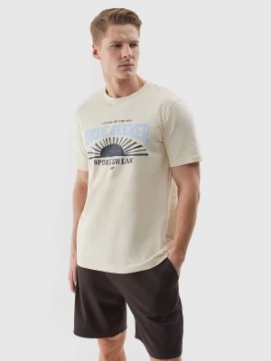 Zdjęcie produktu T-shirt z nadrukiem męski - beżowy 4F