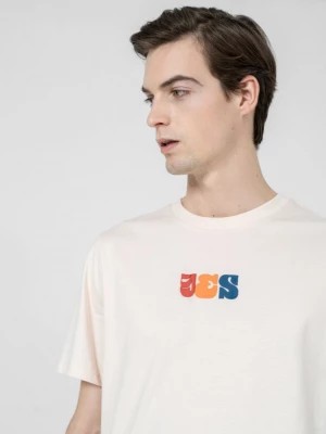 Zdjęcie produktu T-shirt z nadrukiem męski - kremowy OUTHORN