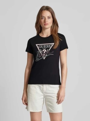 Zdjęcie produktu T-shirt z nadrukiem z logo i obszyciem ozdobnymi kamieniami Guess