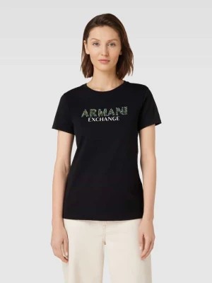 Zdjęcie produktu T-shirt z obszyciem ozdobnymi kamieniami z logo Armani Exchange