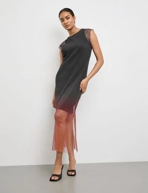 Zdjęcie produktu TAIFUN Damski Długa plisowana sukienka z cieniowaniem krótkie Okrągły Czarny Cieniowaniem